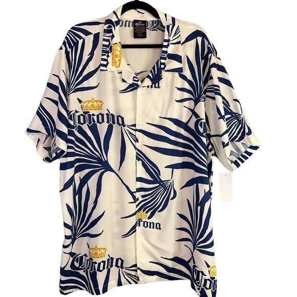 Corona Other - Corona Hawaiian Tropical White Navy Men's XXL Rayon Short Sleeve Button Up Shirt